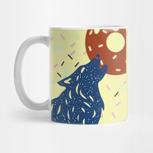 Wolf howl at donut moon Mug